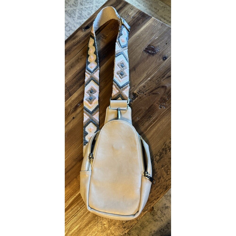 Zenana vegan leather sling crossbody bag adjustable strap Embroidered Aztec